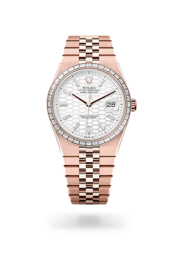 Replica Rolex Land Dweller 40 mm Everose gold and diamonds