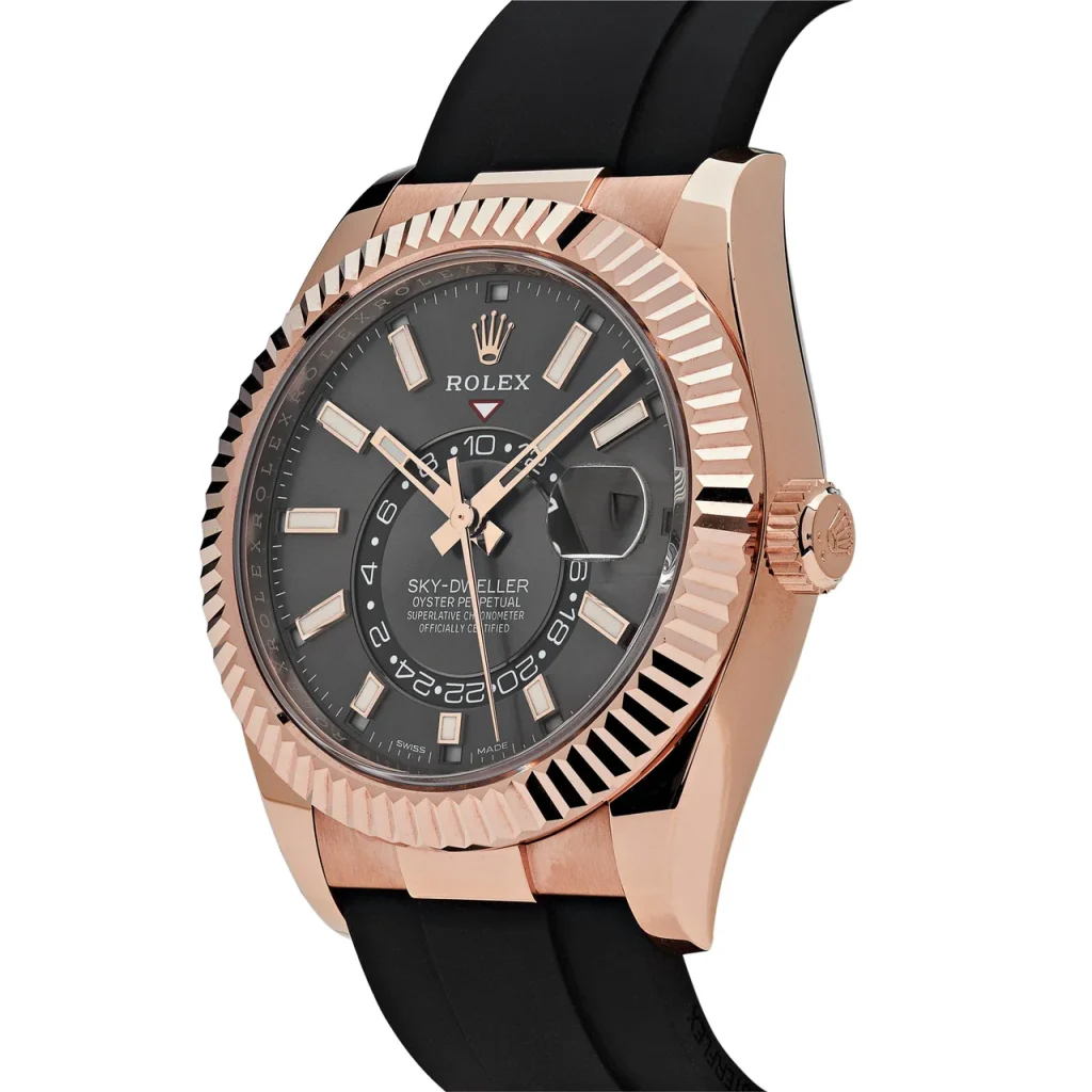rolex sky dweller rose gold rhodium dial rubber strap 326235 rolex 40271102378228 1280x